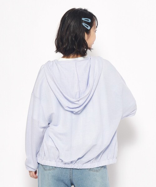 PINK-latte（ピンクラテ）の「◆【UV・接触冷感・130cmあり】シアーカノコパーカー（パーカー・キッズ・ブラック/オフホワイト/ライトパープル・13/14/15 /16）」の9枚目の写真