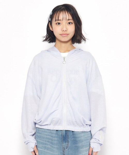 PINK-latte（ピンクラテ）の「◆【UV・接触冷感・130cmあり】シアーカノコパーカー（パーカー・キッズ・ブラック/オフホワイト/ライトパープル・13/14/15 /16）」の16枚目の写真