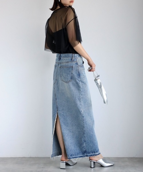 r.（アールドット）の「チュール　レイヤード　Tシャツ（Tシャツ/カットソー・レディース・アイボリー/ブラック/チャコールグレー/グレー・FREE）」の19枚目の写真