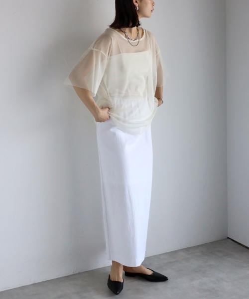 r.（アールドット）の「チュール　レイヤード　Tシャツ（Tシャツ/カットソー・レディース・アイボリー/ブラック/チャコールグレー/グレー・FREE）」の15枚目の写真