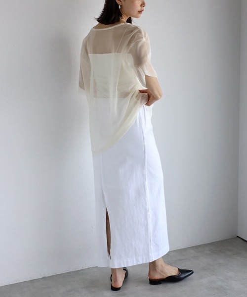 r.（アールドット）の「チュール　レイヤード　Tシャツ（Tシャツ/カットソー・レディース・アイボリー/ブラック/チャコールグレー/グレー・FREE）」の13枚目の写真