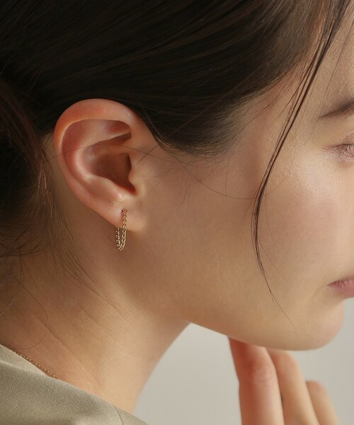 K18キヘイチェーン フープピアス（ピアス（両耳用