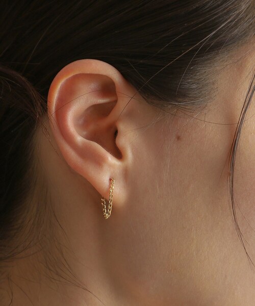 COCOSHNIK♡両耳ピアス K18キヘイチェーン フープピアス（ピアス（両耳用