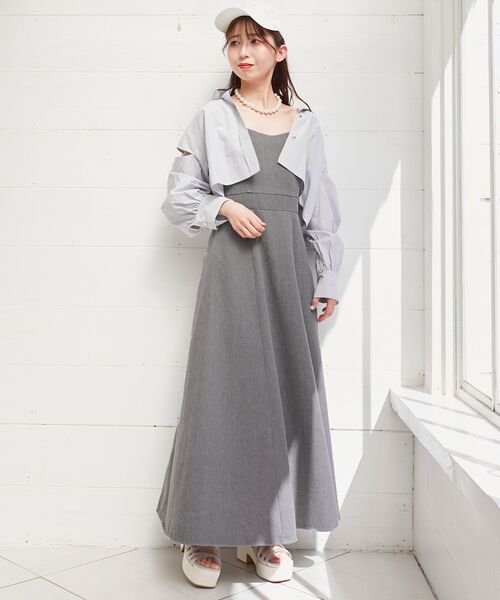 MAJESTIC LEGON（マジェスティックレゴン）の「スタイルアップフレアキャミワンピ（ワンピース・レディース・ブルー/ピンク/グレー・SMALL/MEDIUM）」の7枚目の写真