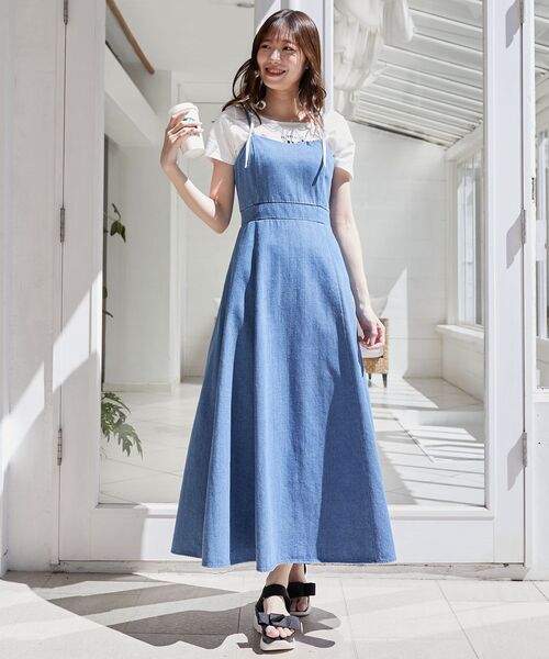 MAJESTIC LEGON（マジェスティックレゴン）の「スタイルアップフレアキャミワンピ（ワンピース・レディース・ブルー/ピンク/グレー・SMALL/MEDIUM）」の12枚目の写真