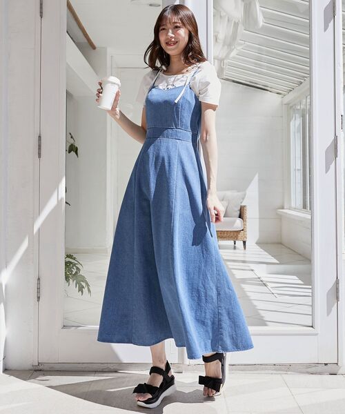 MAJESTIC LEGON（マジェスティックレゴン）の「スタイルアップフレアキャミワンピ（ワンピース・レディース・ブルー/ピンク/グレー・SMALL/MEDIUM）」の13枚目の写真