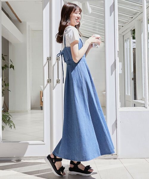 MAJESTIC LEGON（マジェスティックレゴン）の「スタイルアップフレアキャミワンピ（ワンピース・レディース・ブルー/ピンク/グレー・SMALL/MEDIUM）」の14枚目の写真