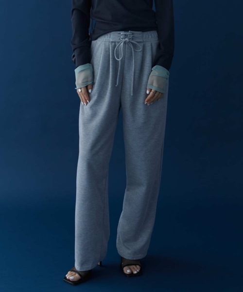 DRWCYS（ドロシーズ）の「レースアップスウェットパンツ（スウェットパンツ・レディース・オフホワイト/グレー・FREE）」の3枚目の写真