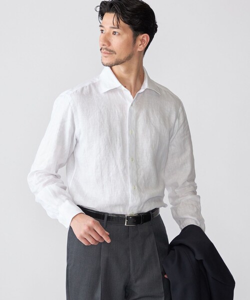 SHIPS(シップス)の「SHIPS: ウォッシュ加工 リネン ワイドカラー シャツ(ビジネスシャツ・メンズ・ブラック/ホワイト・X-LARGE/LARGE/MEDIUM/SMALL)」の10枚目の写真