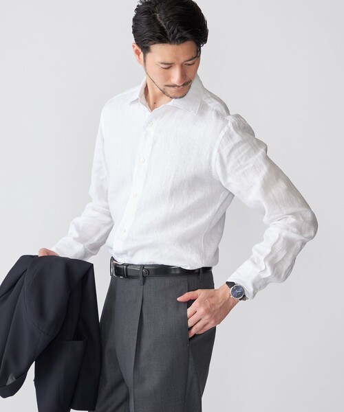 SHIPS(シップス)の「SHIPS: ウォッシュ加工 リネン ワイドカラー シャツ(ビジネスシャツ・メンズ・ブラック/ホワイト・X-LARGE/LARGE/MEDIUM/SMALL)」の9枚目の写真