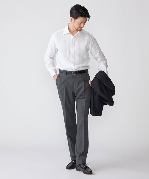 SHIPS(シップス)の「SHIPS: ウォッシュ加工 リネン ワイドカラー シャツ(ビジネスシャツ・メンズ・ブラック/ホワイト・X-LARGE/LARGE/MEDIUM/SMALL)」の5枚目の写真