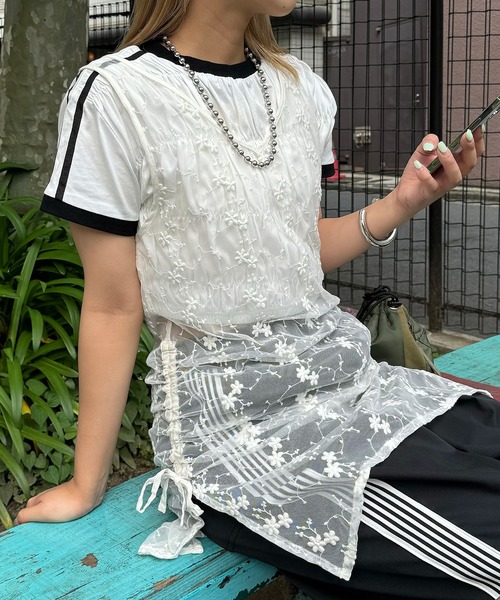 CIAOPANIC(チャオパニック)の「INDIAフラワー刺繍チュールシアーワンピース(ワンピース・レディース・ブルー/オフホワイト/ブラック・FREE)」の2枚目の写真