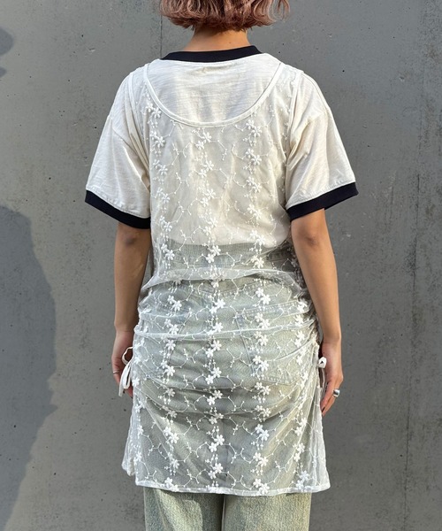 CIAOPANIC(チャオパニック)の「INDIAフラワー刺繍チュールシアーワンピース(ワンピース・レディース・ブルー/オフホワイト/ブラック・FREE)」の14枚目の写真