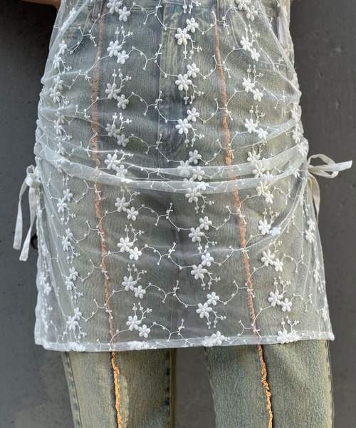 CIAOPANIC(チャオパニック)の「INDIAフラワー刺繍チュールシアーワンピース(ワンピース・レディース・ブルー/オフホワイト/ブラック・FREE)」の16枚目の写真
