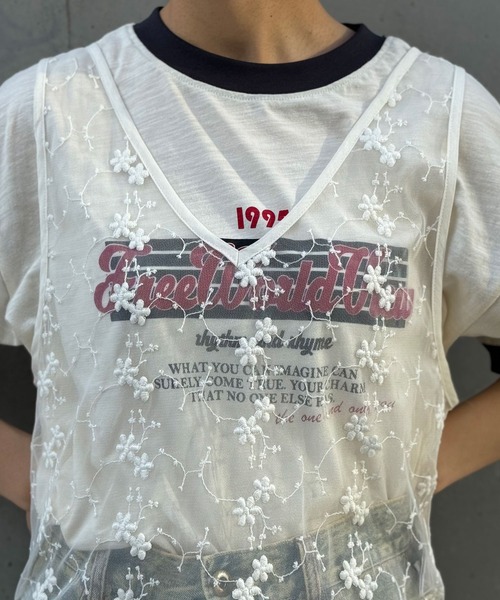 CIAOPANIC(チャオパニック)の「INDIAフラワー刺繍チュールシアーワンピース(ワンピース・レディース・ブルー/オフホワイト/ブラック・FREE)」の15枚目の写真
