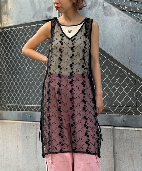 CIAOPANIC(チャオパニック)の「INDIAフラワー刺繍チュールシアーワンピース(ワンピース・レディース・ブルー/オフホワイト/ブラック・FREE)」の20枚目の写真