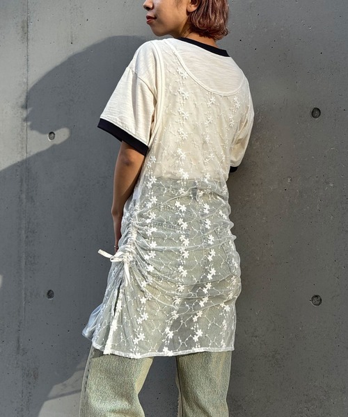 CIAOPANIC(チャオパニック)の「INDIAフラワー刺繍チュールシアーワンピース(ワンピース・レディース・ブルー/オフホワイト/ブラック・FREE)」の9枚目の写真