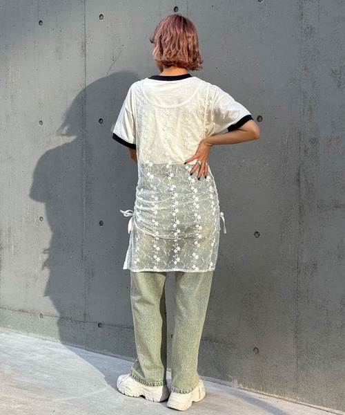 CIAOPANIC(チャオパニック)の「INDIAフラワー刺繍チュールシアーワンピース(ワンピース・レディース・ブルー/オフホワイト/ブラック・FREE)」の11枚目の写真