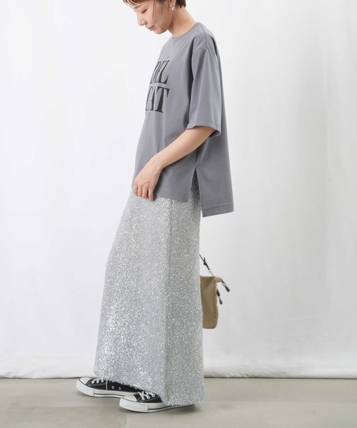 LUCA/LADY LUCK LUCA（ルカ/レディラックルカ）の「LC/LLL シルケットロゴカットソー / サイドスリットロゴTシャツ（Tシャツ/カットソー・レディース・ブラック/オフホワイト/グレー・FREE）」の10枚目の写真