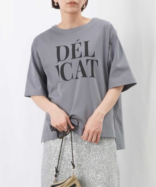 LUCA/LADY LUCK LUCA（ルカ/レディラックルカ）の「LC/LLL シルケットロゴカットソー / サイドスリットロゴTシャツ（Tシャツ/カットソー・レディース・ブラック/オフホワイト/グレー・FREE）」の9枚目の写真