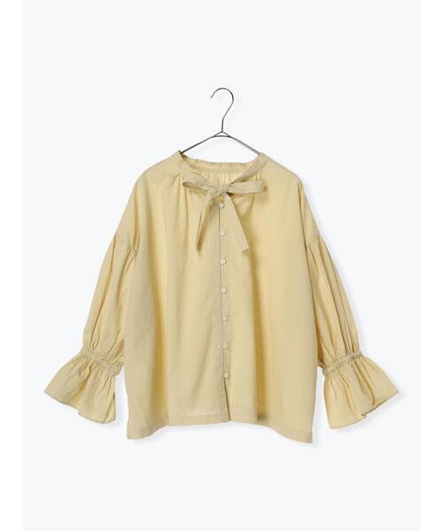 TSUHARU by Samansa Mos2（ツハルバイサマンサモスモス）の「綿麻ローン前後2WAY製品染めリボンブラウス（シャツ/ブラウス・レディース・イエロー/チャコールグレー/パープル・F）」の4枚目の写真