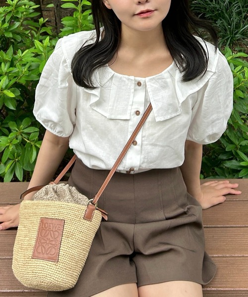 Cham.(チャム)の「フリルカラーブラウス(シャツ/ブラウス・レディース・ベージュ/オフホワイト・F)」の17枚目の写真