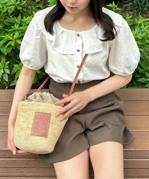 Cham.(チャム)の「フリルカラーブラウス(シャツ/ブラウス・レディース・ベージュ/オフホワイト・F)」の18枚目の写真