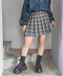 PAGEBOY | チェックプリーツラップショートパンツ(その他パンツ)