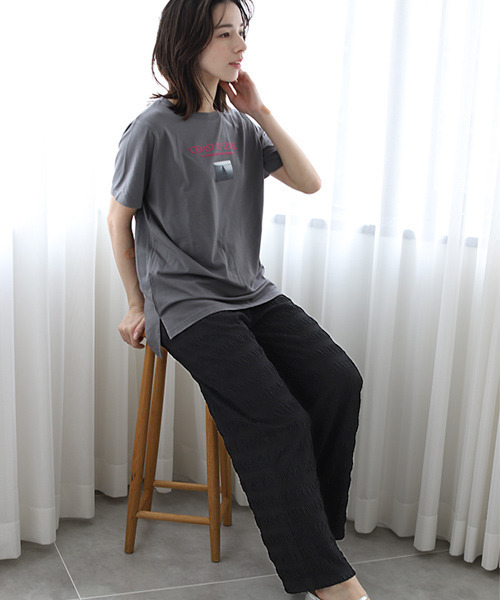 REAL CUBE(リアルキューブ)の「シャーリングイージーパンツ(その他パンツ・レディース・ブラック/ブラウン・M)」の4枚目の写真