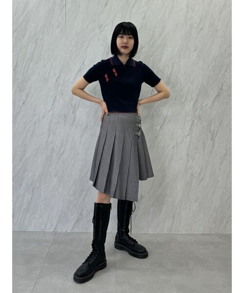 jouetie（ジュエティ）の「ベルトプリーツミディスカート（スカート・レディース・グレー/ネイビー/ボルドー・MEDIUM）」の10枚目の写真