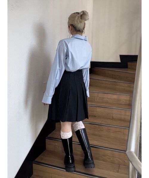 jouetie（ジュエティ）の「ベルトプリーツミディスカート（スカート・レディース・グレー/ネイビー/ボルドー・MEDIUM）」の16枚目の写真