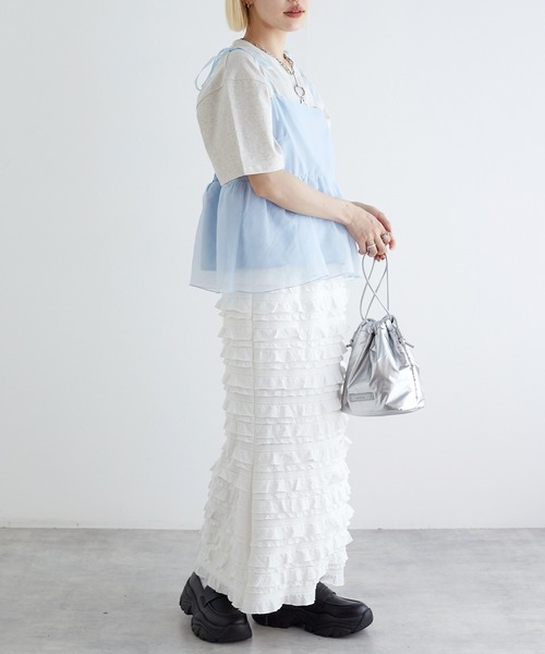 w closet（ダブルクローゼット）の「シアーキャミビスチェ（その他トップス・レディース・アイボリー/ブルー/ブラック・FREE）」の6枚目の写真