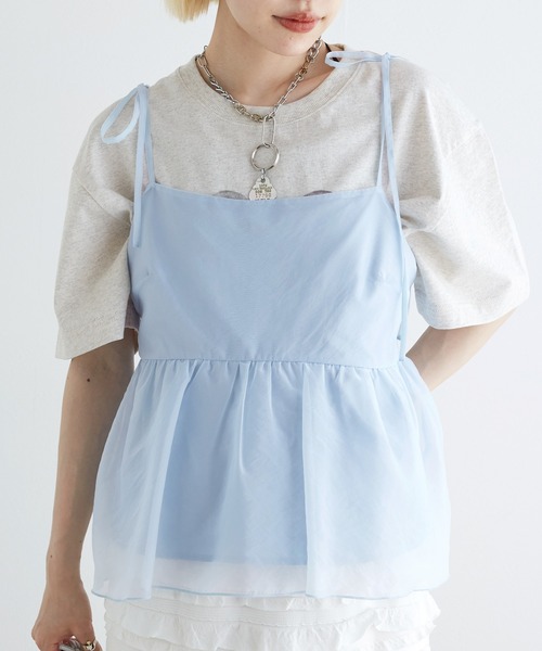 w closet（ダブルクローゼット）の「シアーキャミビスチェ（その他トップス・レディース・アイボリー/ブルー/ブラック・FREE）」の4枚目の写真