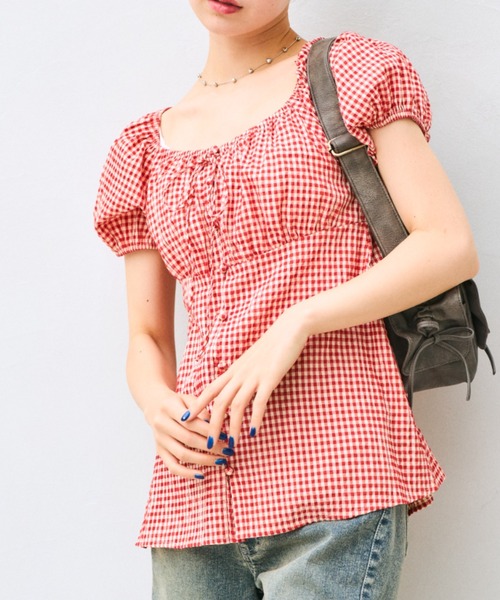OLIVE des OLIVE（オリーブデオリーブ）の「胸ギャザーリボンブラウス（シャツ/ブラウス・レディース・レッド系その他/ワンウォッシュ/その他・FREE）」の3枚目の写真