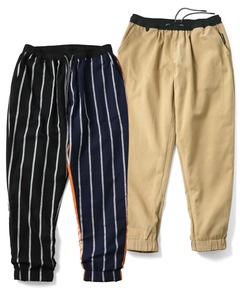 【両面】リバーシブルストライプテーパードパンツ