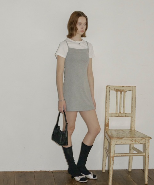 GIUNON（ジウノン）の「hem lace camisole dress / ヘムレースキャミソールドレス（ワンピース・レディース・ネイビー/アイボリー/グレー・FREE）」の14枚目の写真