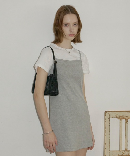 GIUNON（ジウノン）の「hem lace camisole dress / ヘムレースキャミソールドレス（ワンピース・レディース・ネイビー/アイボリー/グレー・FREE）」の15枚目の写真