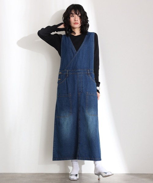 カシュクールデニムジャンスカ（つなぎ/オールインワン）｜ElegChic（エレグシック）