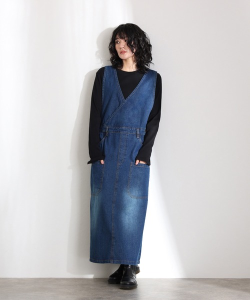 ElegChic(エレグシック)の「カシュクールデニムジャンスカ(つなぎ/オールインワン・レディース・ブルー/ネイビー系/ネイビー・M/L/XL/3L/4L)」の11枚目の写真