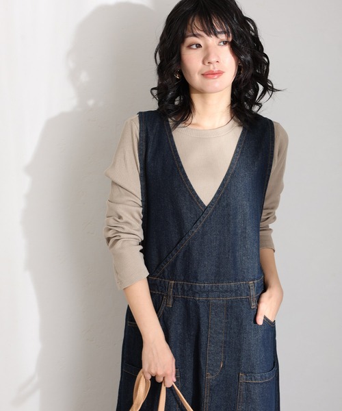 ElegChic(エレグシック)の「カシュクールデニムジャンスカ(つなぎ/オールインワン・レディース・ブルー/ネイビー系/ネイビー・M/L/XL/3L/4L)」の14枚目の写真