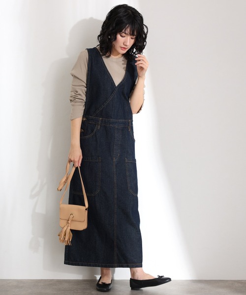 ElegChic(エレグシック)の「カシュクールデニムジャンスカ(つなぎ/オールインワン・レディース・ブルー/ネイビー系/ネイビー・M/L/XL/3L/4L)」の15枚目の写真