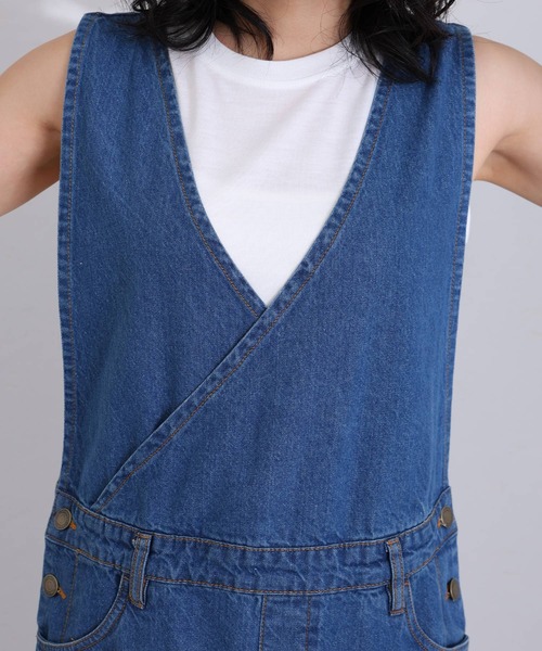 ElegChic(エレグシック)の「カシュクールデニムジャンスカ(つなぎ/オールインワン・レディース・ブルー/ネイビー系/ネイビー・M/L/XL/3L/4L)」の16枚目の写真