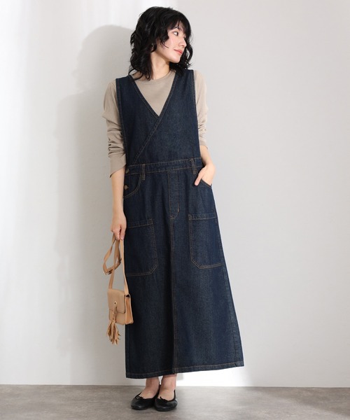 ElegChic(エレグシック)の「カシュクールデニムジャンスカ(つなぎ/オールインワン・レディース・ブルー/ネイビー系/ネイビー・M/L/XL/3L/4L)」の21枚目の写真