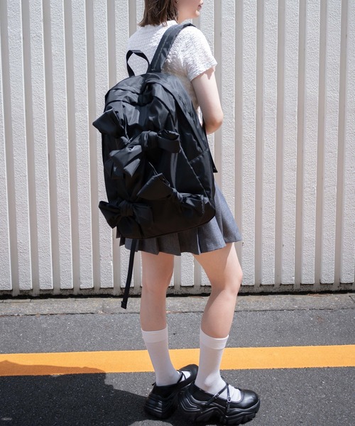 WEGO（ウィゴー）の「WEGO/BIGリボンデイパック（バックパック/リュック・レディース・シルバー/ブラック・FREE）」の13枚目の写真