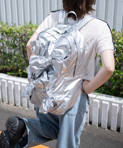 WEGO（ウィゴー）の「WEGO/BIGリボンデイパック（バックパック/リュック・レディース・シルバー/ブラック・FREE）」の8枚目の写真