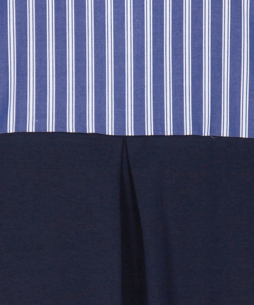 NICOLE white（ニコルホワイト）の「異素材切り替えストライプブラウス（シャツ/ブラウス・レディース・ブルー/ブラック/オフホワイト・FREE）」の15枚目の写真