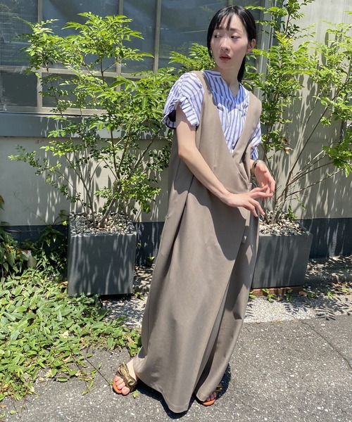 NICOLE white（ニコルホワイト）の「異素材切り替えストライプブラウス（シャツ/ブラウス・レディース・ブルー/ブラック/オフホワイト・FREE）」の18枚目の写真