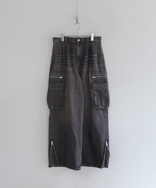 セール】マルチギミックドレープサイドジップスリットカーゴパンツ