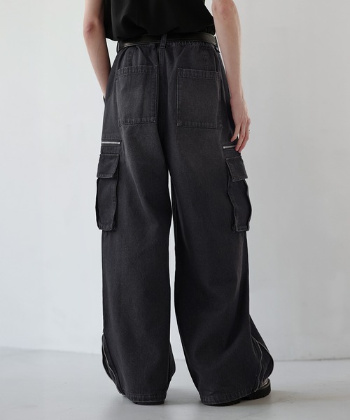 セール】マルチギミックドレープサイドジップスリットカーゴパンツ