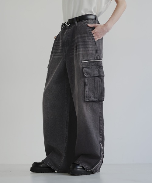 マルチギミックドレープサイドジップスリットカーゴパンツ（カーゴ